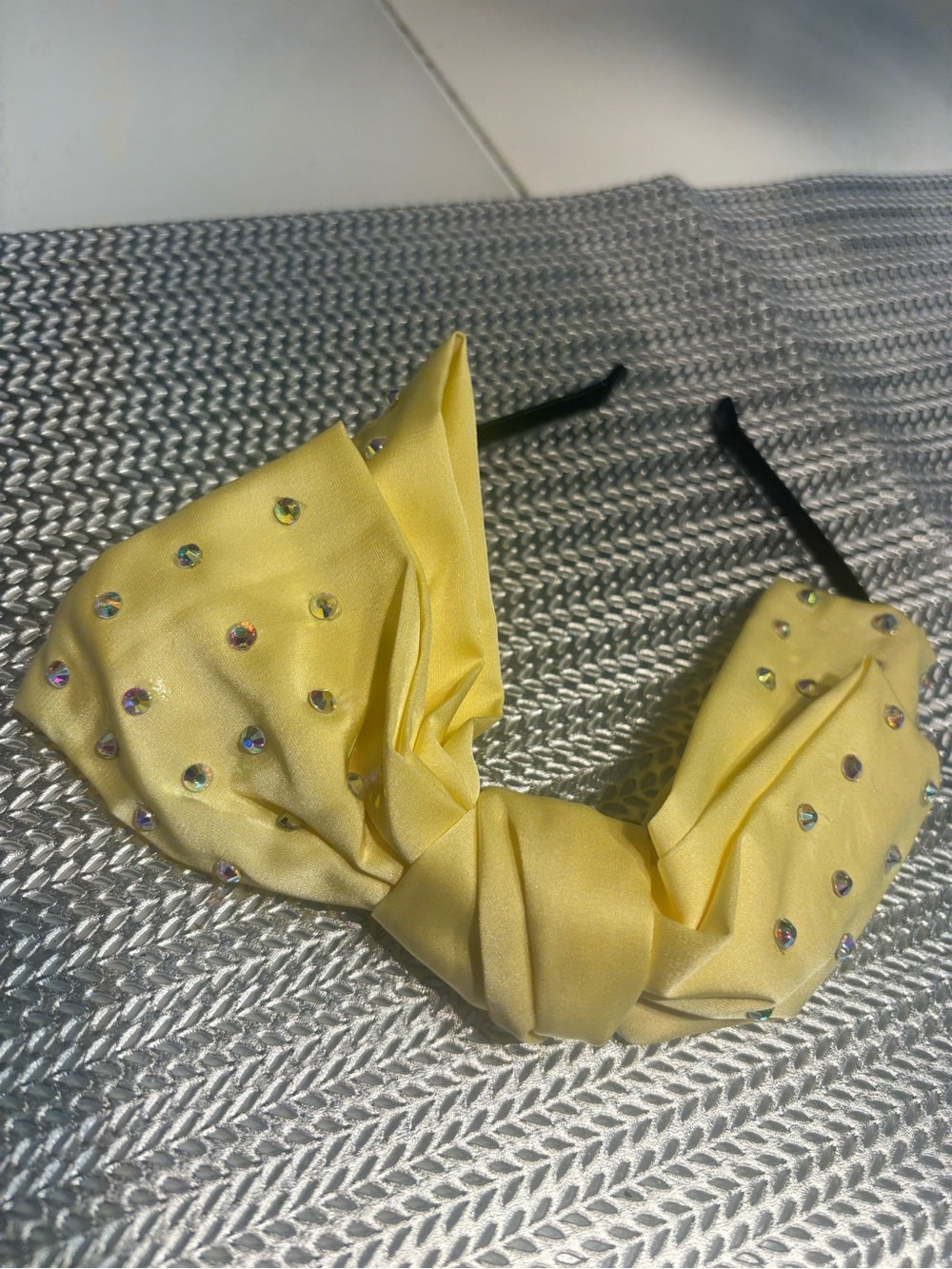 Yellow Crystal-Embellished Bow Headband - Women Accessories